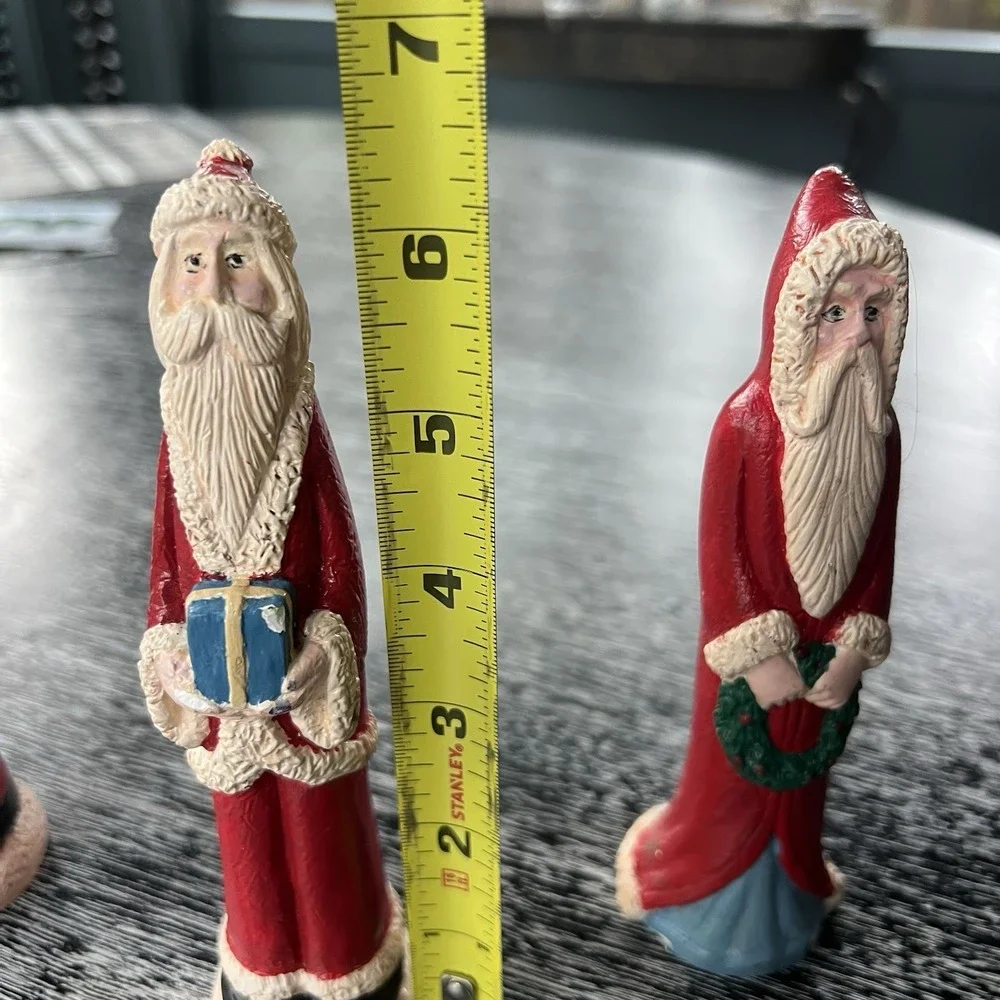 LOT OF 3 Folk Art‎ Old World Santa ST. NICK Figures Navity Vintage